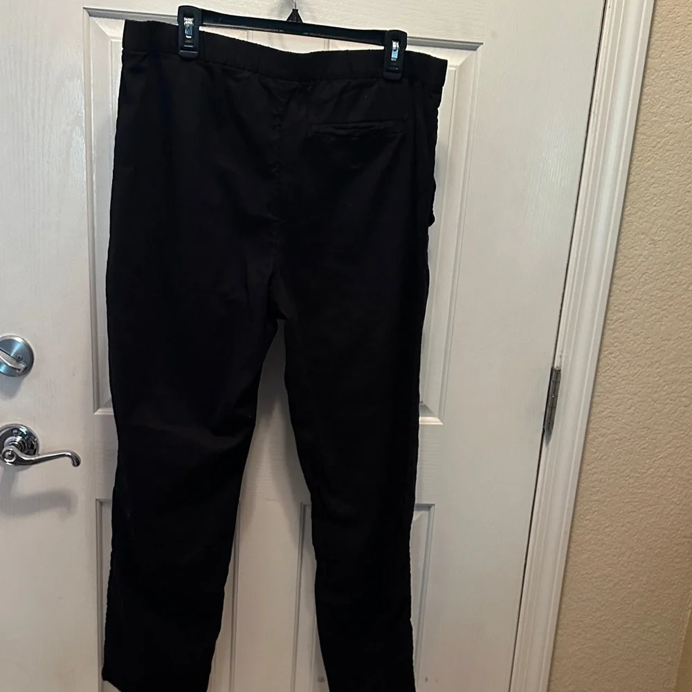 H&M Women's Regular Fit Linen Cotton Blend Black Straight Leg Pants Size Large